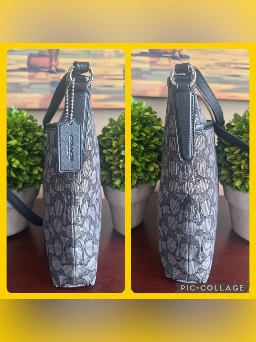 COACH F58285🩶🖤BLACK AND GRAY🖤🩶SIGNATURE JACQUARD FILE CROSSBODY BAG 🌟EUC🌟 - Picture 9 of 17